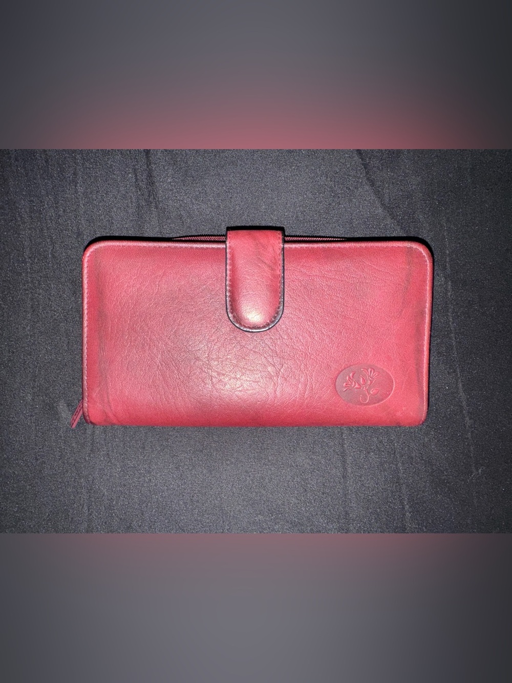 Buxton Red Leather Zip & Snap Wallet